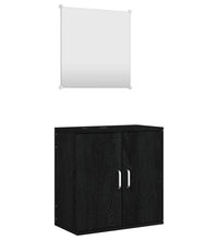 2-tlg. Badmöbel-Set Schwarz Holzwerkstoff