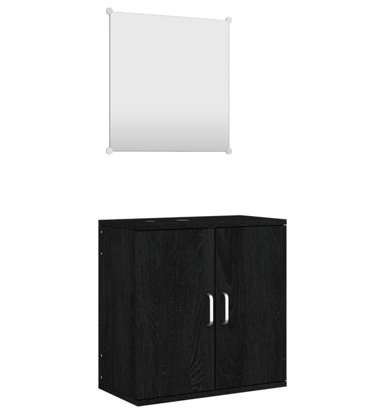 2-tlg. Badmöbel-Set Schwarz Holzwerkstoff