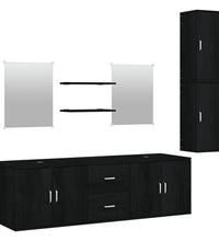 7-tlg. Badmöbel-Set Schwarz Holzwerkstoff
