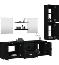 7-tlg. Badmöbel-Set Schwarz Holzwerkstoff