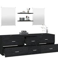 5-tlg. Badmöbel-Set Schwarz Holzwerkstoff