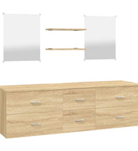 5-tlg. Badmöbel-Set Eichen-Optik Holzwerkstoff