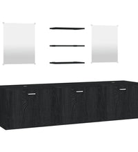 6-tlg. Badmöbel-Set Schwarz Holzwerkstoff