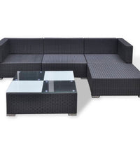 5-tlg. Garten-Lounge-Set mit Kissen Poly Rattan Schwarz