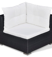 5-tlg. Garten-Lounge-Set mit Kissen Poly Rattan Schwarz