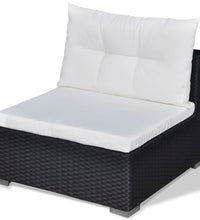 5-tlg. Garten-Lounge-Set mit Kissen Poly Rattan Schwarz