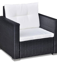 6-tlg. Garten-Lounge-Set mit Auflagen Poly Rattan Schwarz