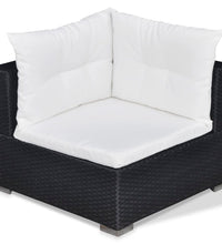 6-tlg. Garten-Lounge-Set mit Auflagen Poly Rattan Schwarz