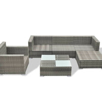 6-tlg. Garten-Lounge-Set mit Kissen Poly Rattan Grau