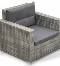 6-tlg. Garten-Lounge-Set mit Kissen Poly Rattan Grau