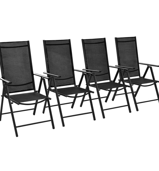 Gartenstühle Klappbar 4 Stk. Aluminium und Textilene Schwarz