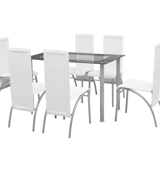 Siebenteilige Essgruppe Weiß