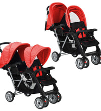 Tandem-Kinderwagen Stahl Rot und Schwarz
