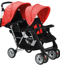 Tandem-Kinderwagen Stahl Rot und Schwarz