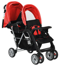 Tandem-Kinderwagen Stahl Rot und Schwarz