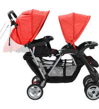 Tandem-Kinderwagen Stahl Rot und Schwarz