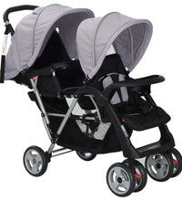 Tandem-Kinderwagen Stahl Grau und Schwarz