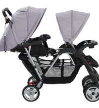 Tandem-Kinderwagen Stahl Grau und Schwarz