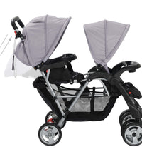 Tandem-Kinderwagen Stahl Grau und Schwarz