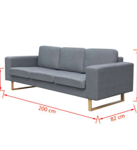 Sofa 3-Sitzer Stoff Hellgrau