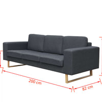 Sofa 3-Sitzer Stoff Dunkelgrau