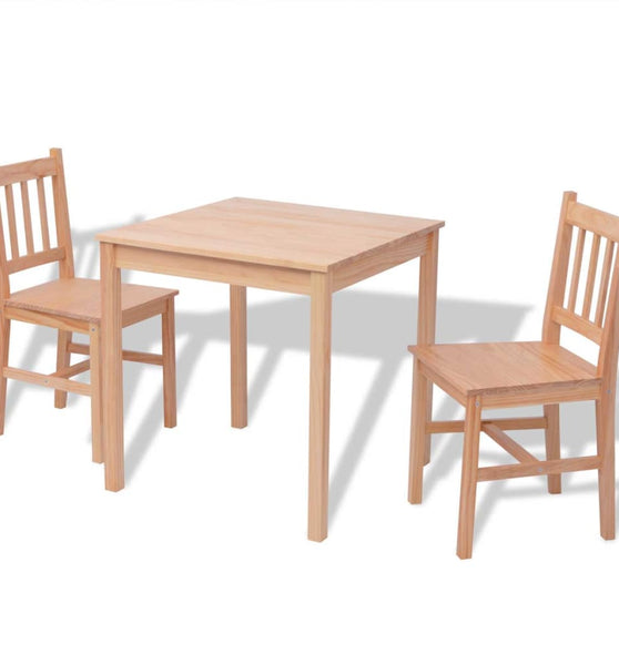 Dreiteiliges Esstisch-Set Pinienholz