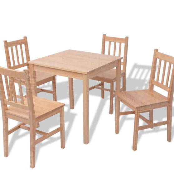 Fünfteiliges Esstisch-Set Pinienholz