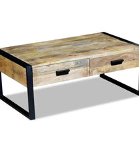 Couchtisch mit 2 Schubladen Massivholz Mango 100x60x40 cm