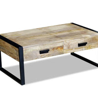 Couchtisch mit 2 Schubladen Massivholz Mango 100x60x40 cm
