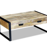 Couchtisch mit 2 Schubladen Massivholz Mango 100x60x40 cm