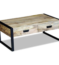 Couchtisch mit 2 Schubladen Massivholz Mango 100x60x40 cm