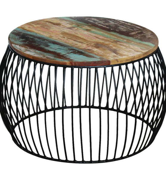 Couchtisch Rund Altholz Massiv 68x37 cm