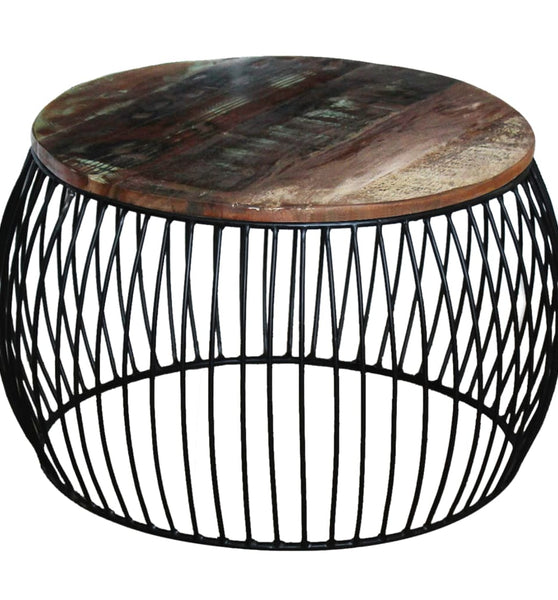 Couchtisch Rund Altholz Massiv 68x37 cm