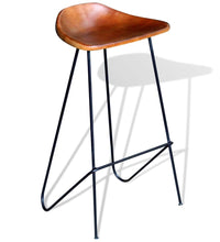 Barhocker 2 Stk. Schwarz und Braun Echtleder
