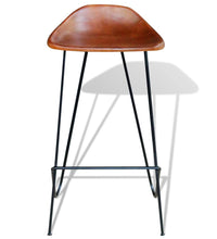 Barhocker 2 Stk. Schwarz und Braun Echtleder