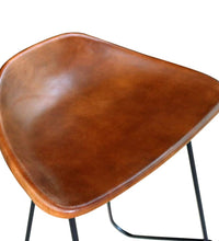 Barhocker 2 Stk. Schwarz und Braun Echtleder
