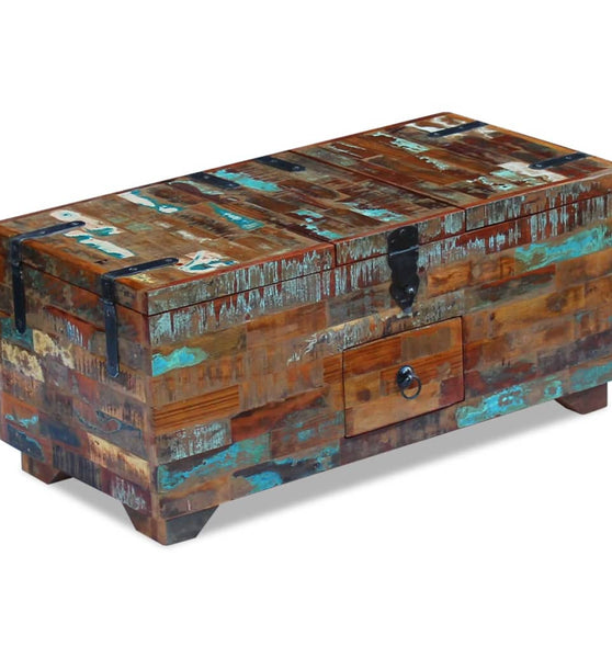 Couchtisch Truhe Altholz Massiv 80x40x35 cm