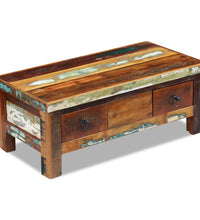Couchtisch mit Schubladen Altholz Massiv 90x45x35 cm