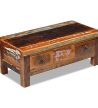 Couchtisch mit Schubladen Altholz Massiv 90x45x35 cm
