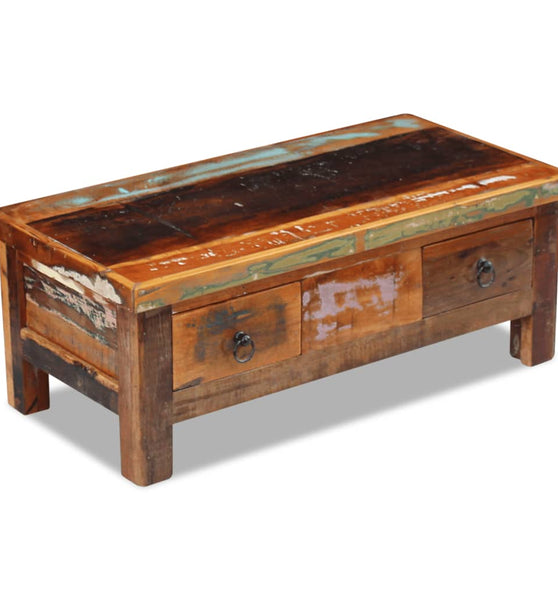 Couchtisch mit Schubladen Altholz Massiv 90x45x35 cm