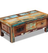 Couchtisch mit Schubladen Altholz Massiv 90x45x35 cm