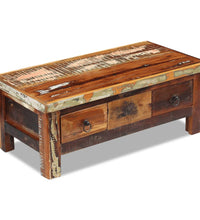 Couchtisch mit Schubladen Altholz Massiv 90x45x35 cm