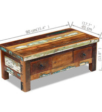 Couchtisch mit Schubladen Altholz Massiv 90x45x35 cm