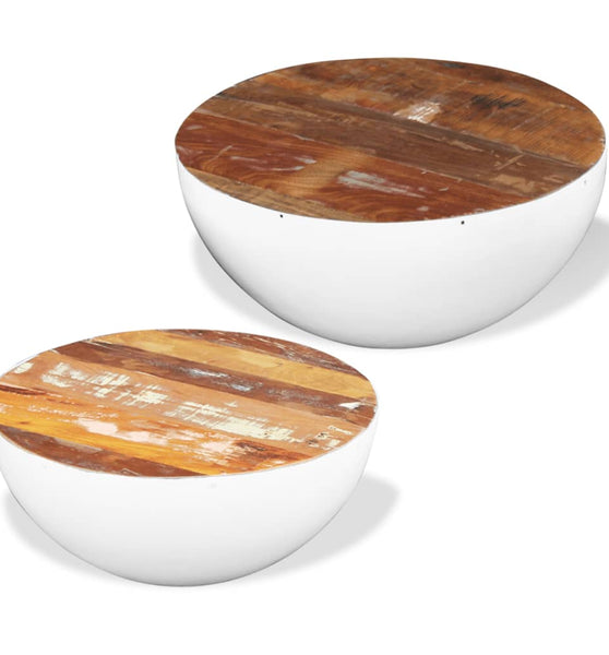 2-tlg. Couchtisch-Set Schalenform Altholz Massiv