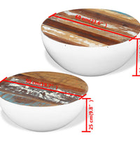 2-tlg. Couchtisch-Set Schalenform Altholz Massiv