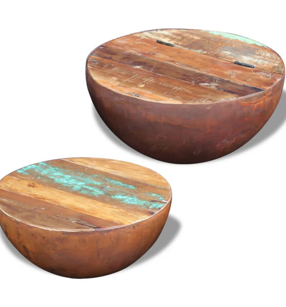 2-tlg. Couchtisch-Set Schalenform Altholz Massiv