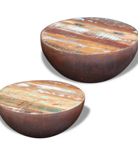 2-tlg. Couchtisch-Set Schalenform Altholz Massiv