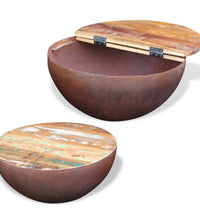 2-tlg. Couchtisch-Set Schalenform Altholz Massiv