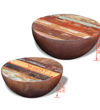 2-tlg. Couchtisch-Set Schalenform Altholz Massiv