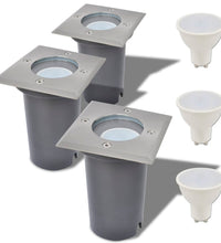 LED-Bodeneinbaustrahler 3 Stk. Outdoor Quadratisch